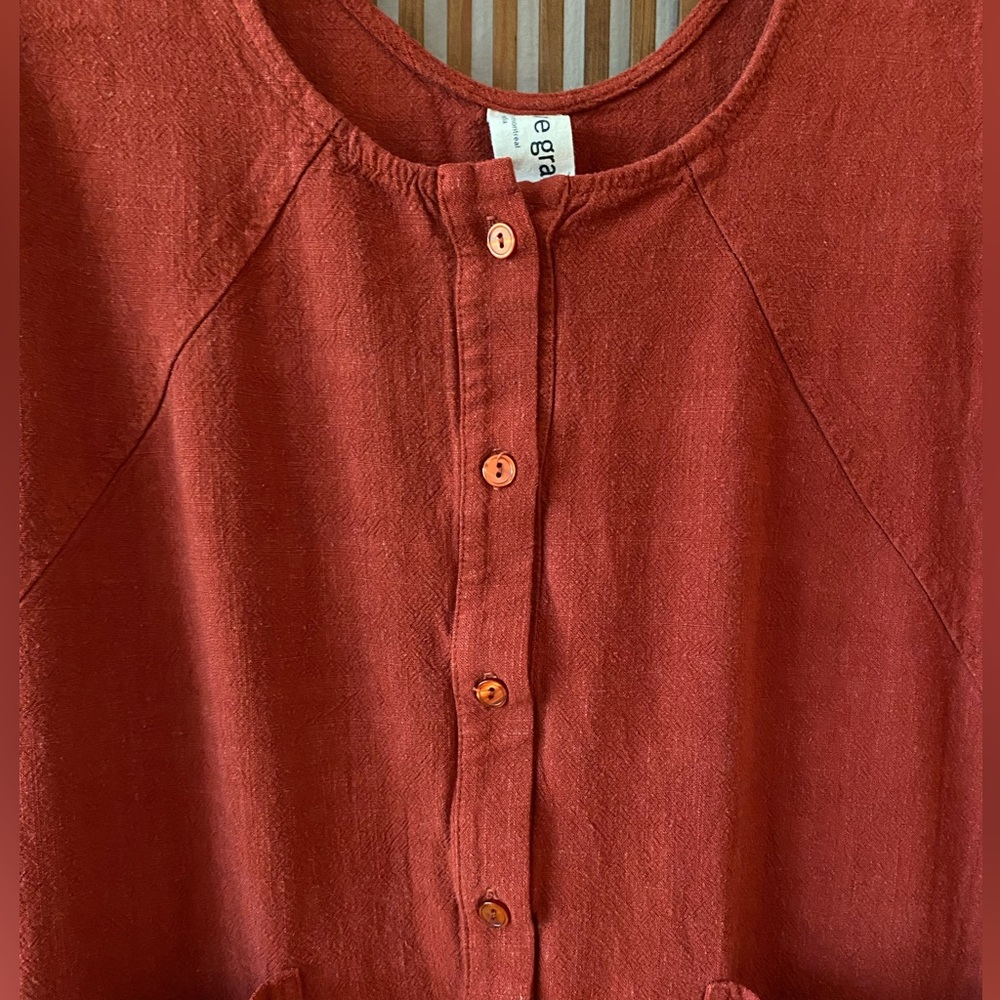 Eve Gravel Linen Shorts Romper in Clay - Picture 10 of 14